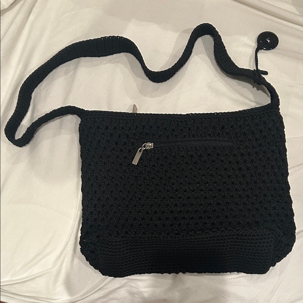 The Sak Black Crochet black long strap Shoulder Bag